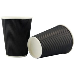 Triple Wall Ripple Black Paper Coffee Cups